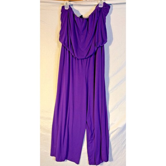 Ashley Stewart Purple Plus Size 22/24 Jumpsuit Flowy Glamour Going Out Outfit - Picture 1 of 3